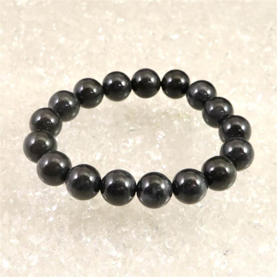 糸魚川翡翠 ヒスイ 黒 12ｍｍ玉ブレスレット ディレクトリカード付 54.5g 【榎本通商82492】の画像