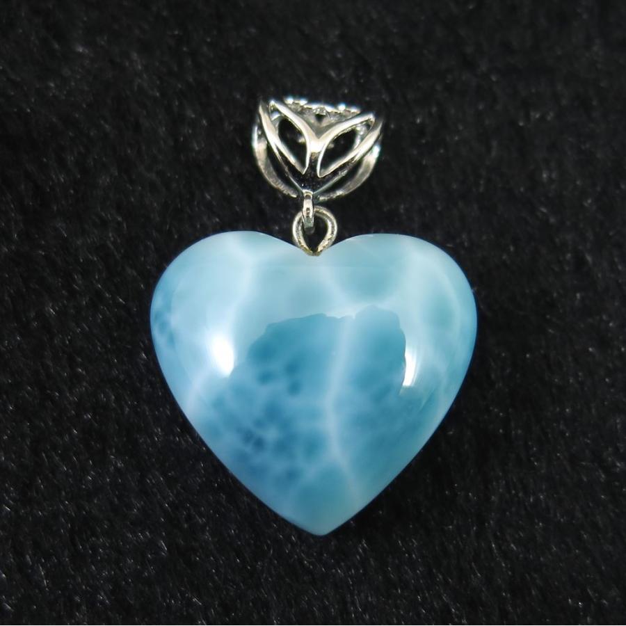 高品質　ハートラリマー　ペンダント　ネックレス　2-19 ラリマー (3A+) 19mmハート ペンダントトップ 5.21g 【榎本通商84770