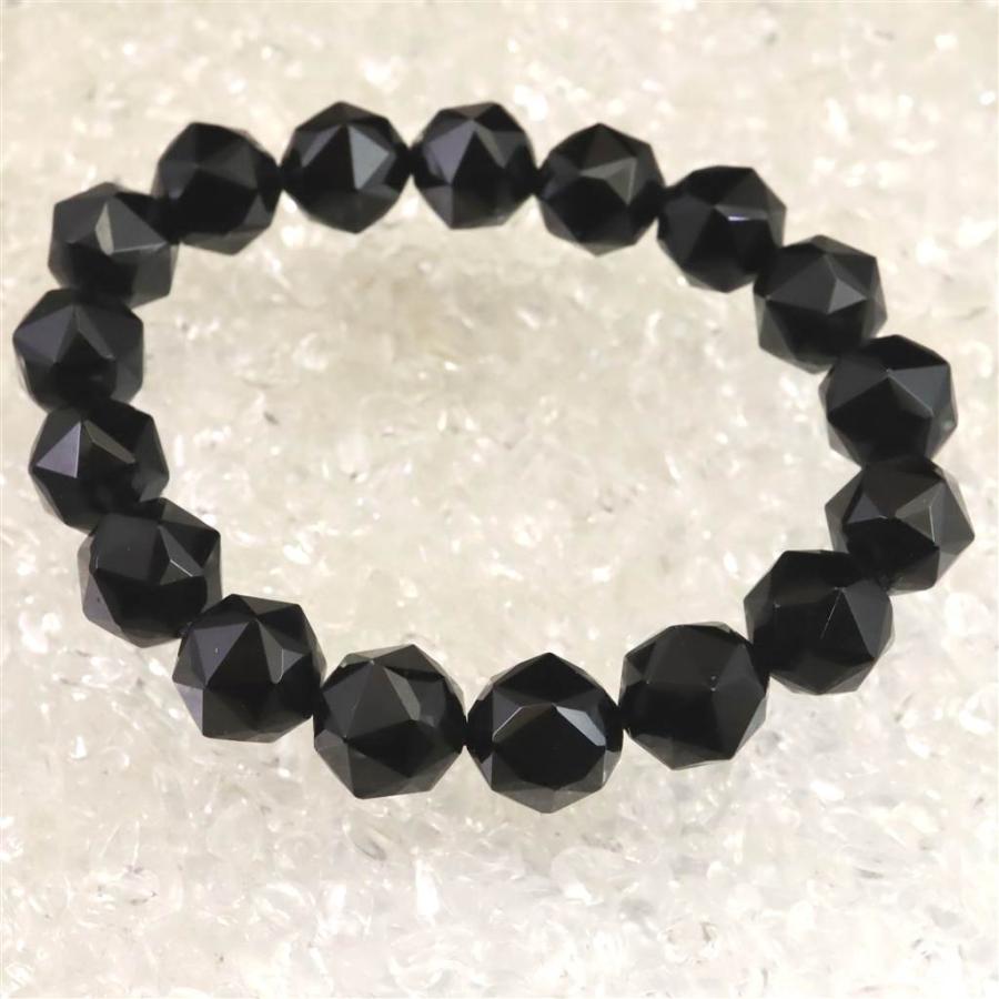 チベット産天然モリオン水晶 4A 12mm玉 スターカット ブレスレット