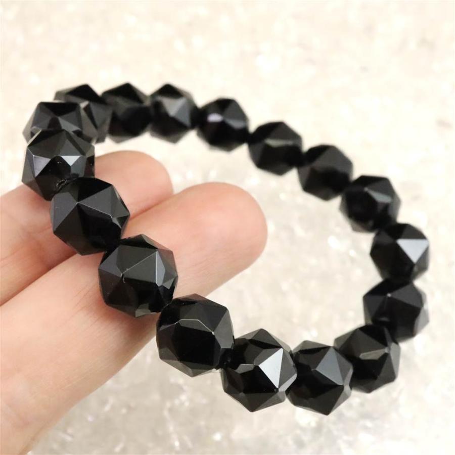 チベット産天然モリオン水晶 4A 12mm玉 スターカット ブレスレット