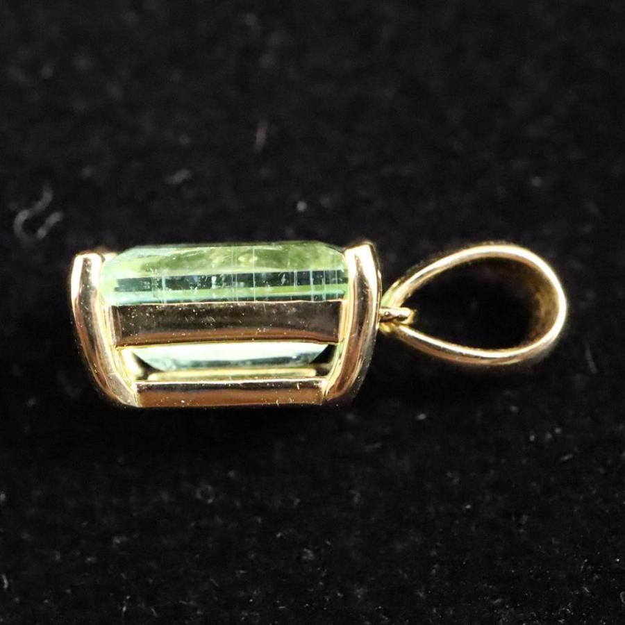 K18✕パライバトルマリン☆ペンダントトップ パライバトルマリン 7.6mmバケットカット ペンダントトップ K18YG 0.89