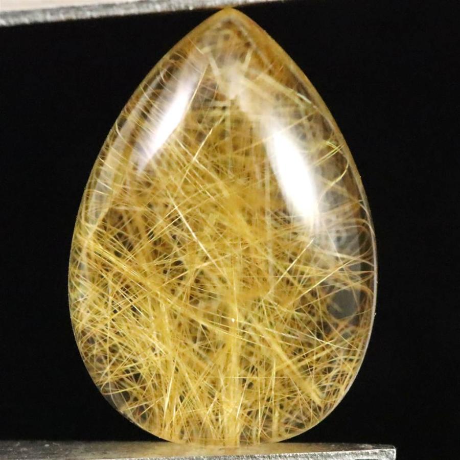 ヒマラヤ マニハール産 ゴールドルチル入り 水晶 ティアドロップ型