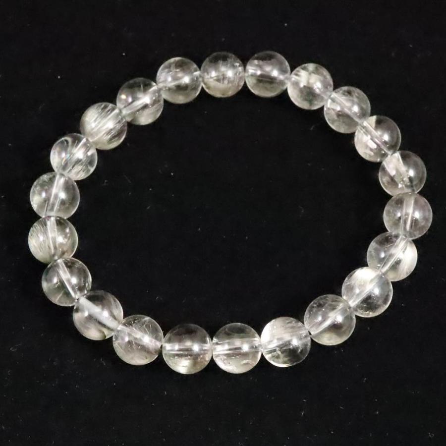 プラチナルチルクオーツ　天然石ブレスレット 約8ミリ玉 ブラジル産 プラチナ ルチルクォーツ 8.5mm玉ブレスレット 19.2g