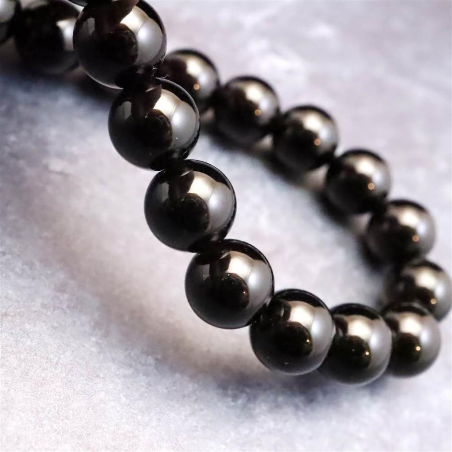 岐阜県産 黒水晶 モリオン 8mm玉ブレスレット　18.5g 【榎本通商93694】の画像