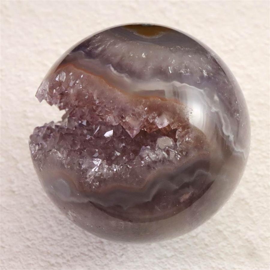 ブラジル産 アメジスト 77mmスフィア 丸玉 笑口 台付 540g 【榎本通商94274】_2