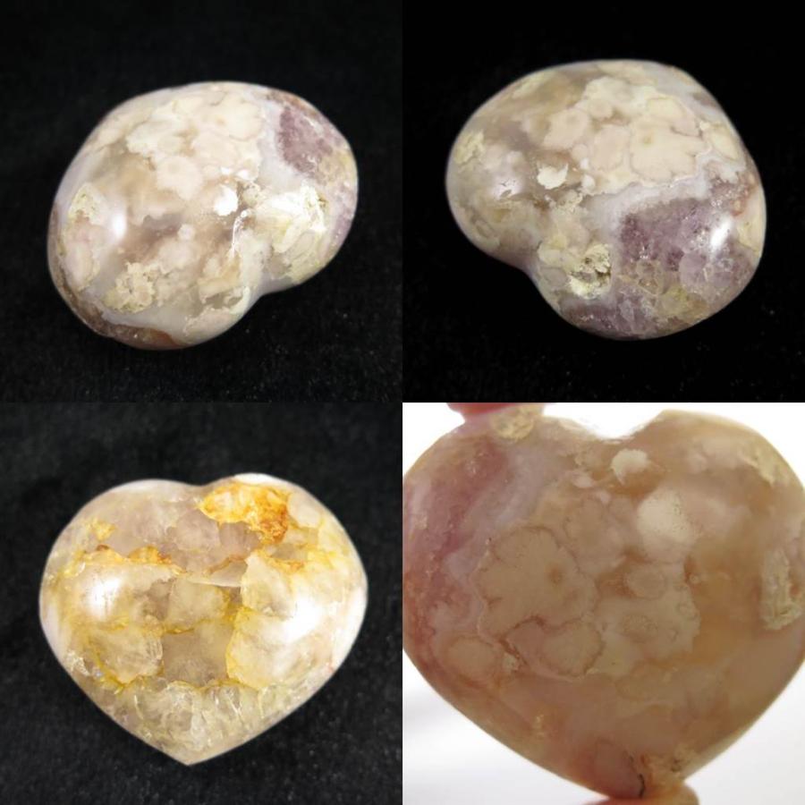 アメジスト フラワーアゲート 瑪瑙 メノウ 61mm ハート ポリッシュ