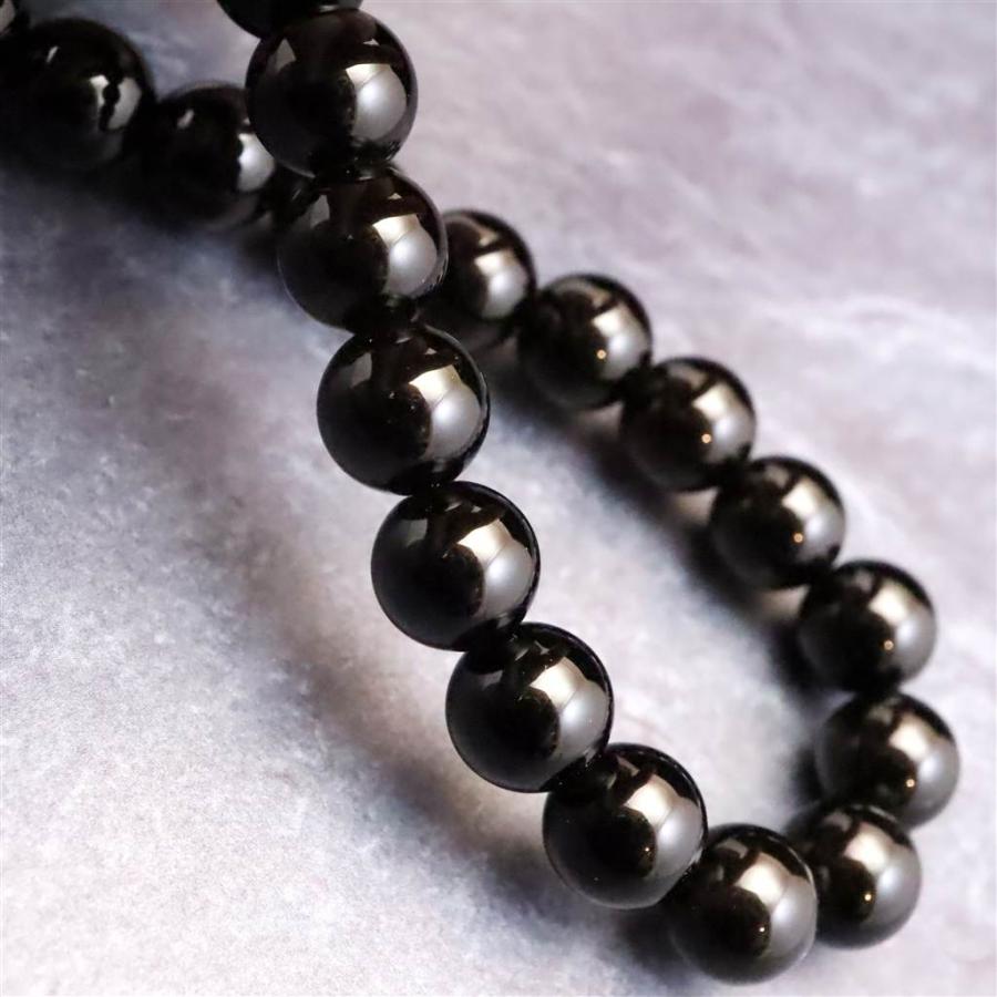 岐阜県産 黒水晶 モリオン 8mm玉ブレスレット　18.7g 【榎本通商96170】の画像