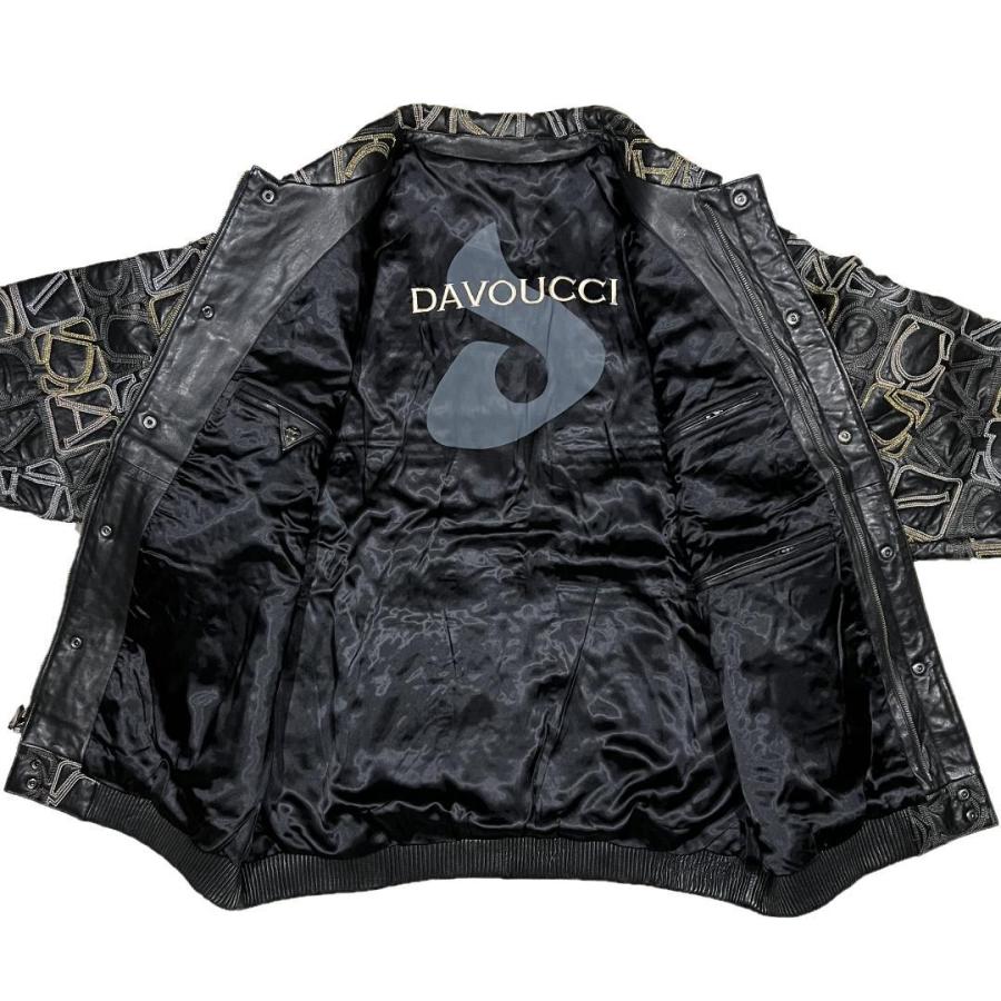 [並行輸入品] Davoucci ダボーチ 型押し モノグラム リアルレザー ジャケット (ブラック)の画像