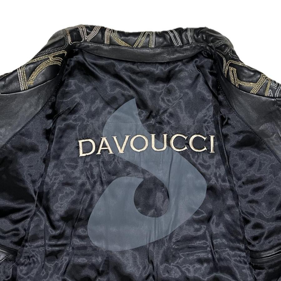 [並行輸入品] Davoucci ダボーチ 型押し モノグラム リアルレザー ジャケット (ブラック)の画像