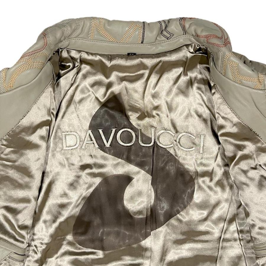 [並行輸入品] Davoucci ダボーチ 型押し モノグラム リアルレザー ジャケット (ベージュ)の画像