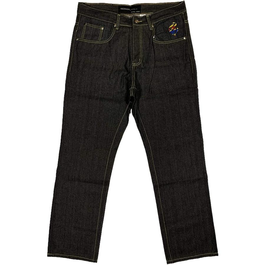 [並行輸入品] ROCA WEAR ロカウェア スリーカラー ロゴ バックポケット刺繍 デニムパンツ :enough-jeans