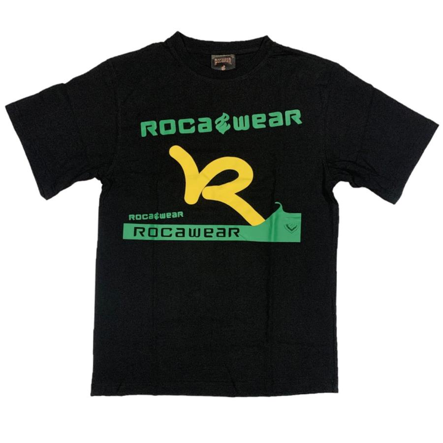[並行輸入品] ROCA WEAR ロカウェア ビッグロゴ プリント クルーネック 半袖 Tシャツ (ブラック) :enough-tshirt