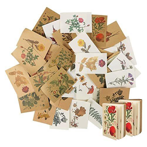 Yovoy 2冊 ヴィンテージスクラップブッキング素材紙 花 植物 素材 背景紙 デザインペーパー 手紙 紙素材 コラージュ アンティーク アートプロ 日本初の