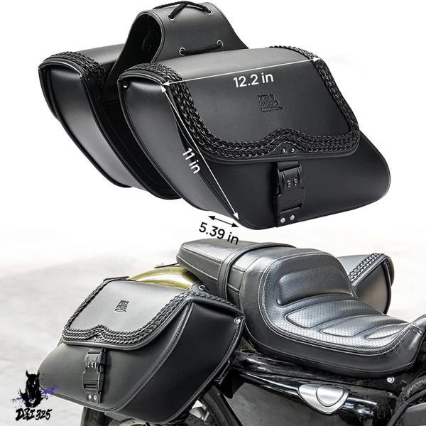 互換品 Kemimotoバイク バイク サドルバッグレザーサイドバッグロック防水サドルバッグスポーツスターxl883 xl1200ツーリングキャリアバッグ._5