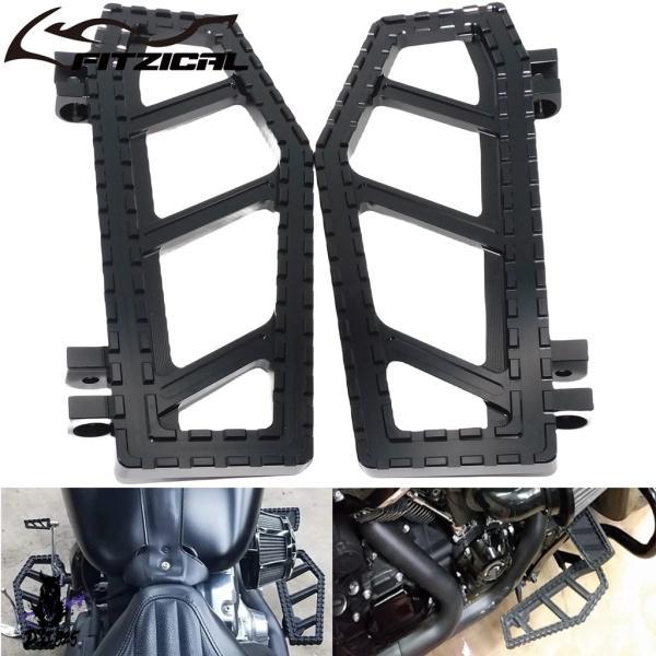 互換品 2xバイクフロントドライバーフロアボードフットペグフットレストペダルハーレーツーリングロードグライドソフテイルファットボーイFLダイナチョ._1