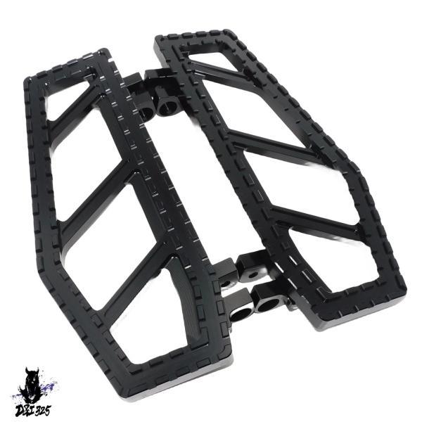 互換品 2xバイクフロントドライバーフロアボードフットペグフットレストペダルハーレーツーリングロードグライドソフテイルファットボーイFLダイナチョ._3