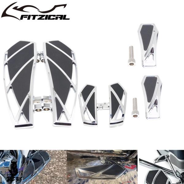 互換品  バイクマウントフットペグフットレストフロアボードクロームシフターペグハーレーツーリングロードキングエレクトラグライドソフテイルトライク._2