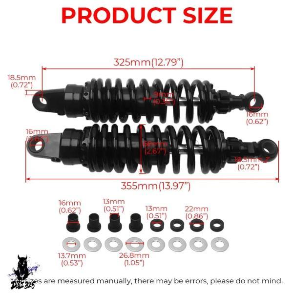 互換品 325-335mm 汎 バイクリアショックアブソーバーサスペンション ハーレーツーリングストリートエレクトラグライドロードキングFLHX FLHR FLTR.