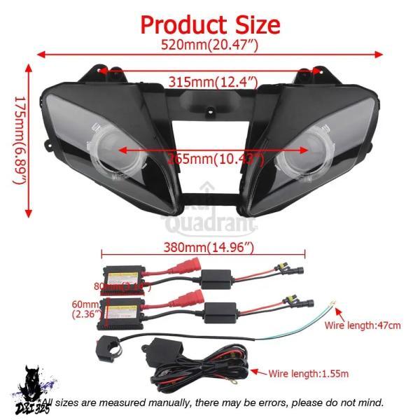 互換品 バイクアクセサリー フロントHIDヘッドライトアセンブリ ブルーエンジェルアイズLED ハイ/ロービームヘッドランプ ヤマハYZF R6 2006 2007対応._1