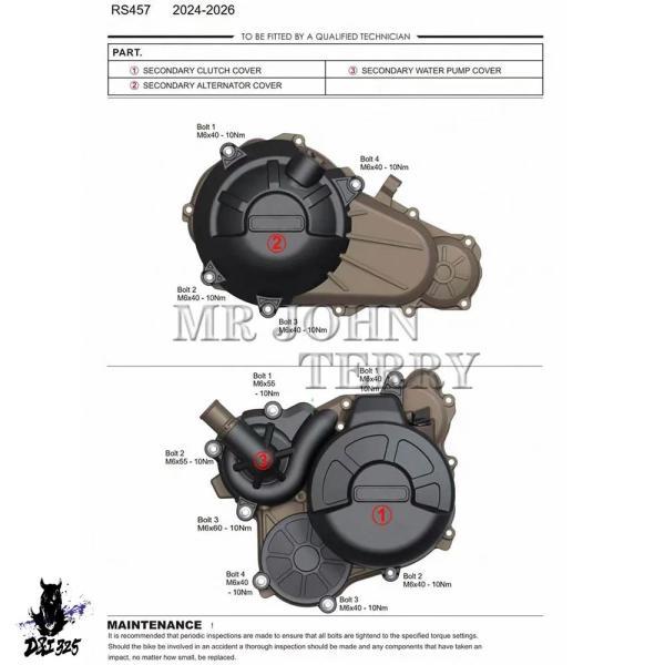 互換品 エンジン保護カバーガードプロテクター落下保護カバーアプリリア RS457 RS 457 2024-2026 バイク.