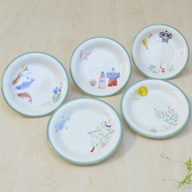 香蘭社 月ごよみ 銘々皿セット 5個 直径14.5cm×高さ2cm 有田焼 日本製