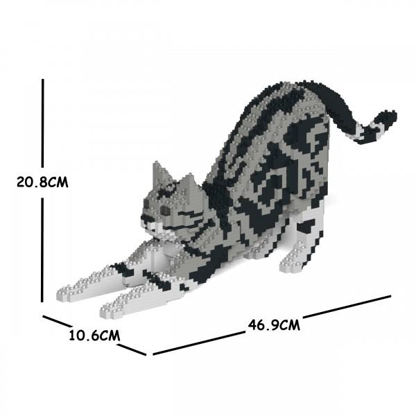 リアルな動物オブジェを作れる ブロックおもちゃ のびーーーっとする アメリカン ショートヘア 46.9×10.6×高さ20.8cmの画像