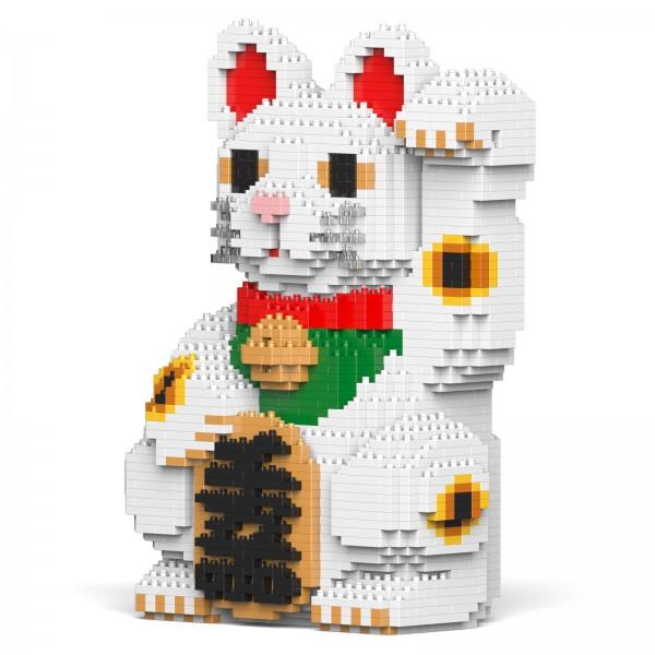リアルな動物オブジェを作れる ブロックおもちゃ 本物そっくり 招き猫 20.6×15×高さ28.3cm ネジで固定する丈夫なブロック 大人向けの画像
