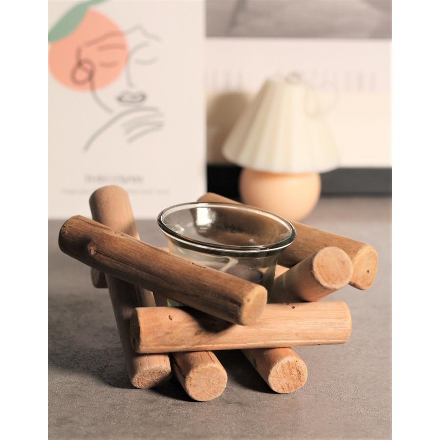 キャンドルホルダー 木製 アンティーク 北欧 おしゃれ 可愛い かわいい 小物入れ 雑貨 インテリア ろうそく立て シンプル 流木 置物 雰囲気 インスタ映え | 