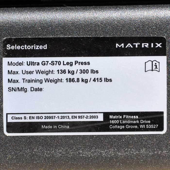 【送料無料】レッグプレス GS-S70 MATRIX フィットネス エクササイズ マトリックス 中古 【見学 大阪】【動産王】 : 業務用中古 ...