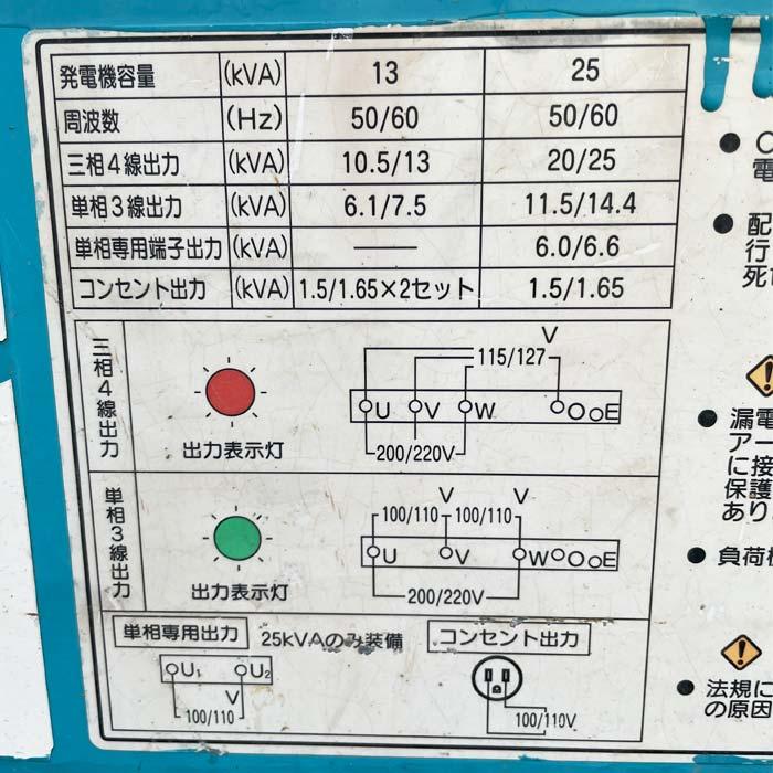 【送料無料】発電機 SDG13S 北越工業 2003年 軽油 ディーゼル ブラシレス方式 中古 【見学 千葉】【動産王】 |  | 06