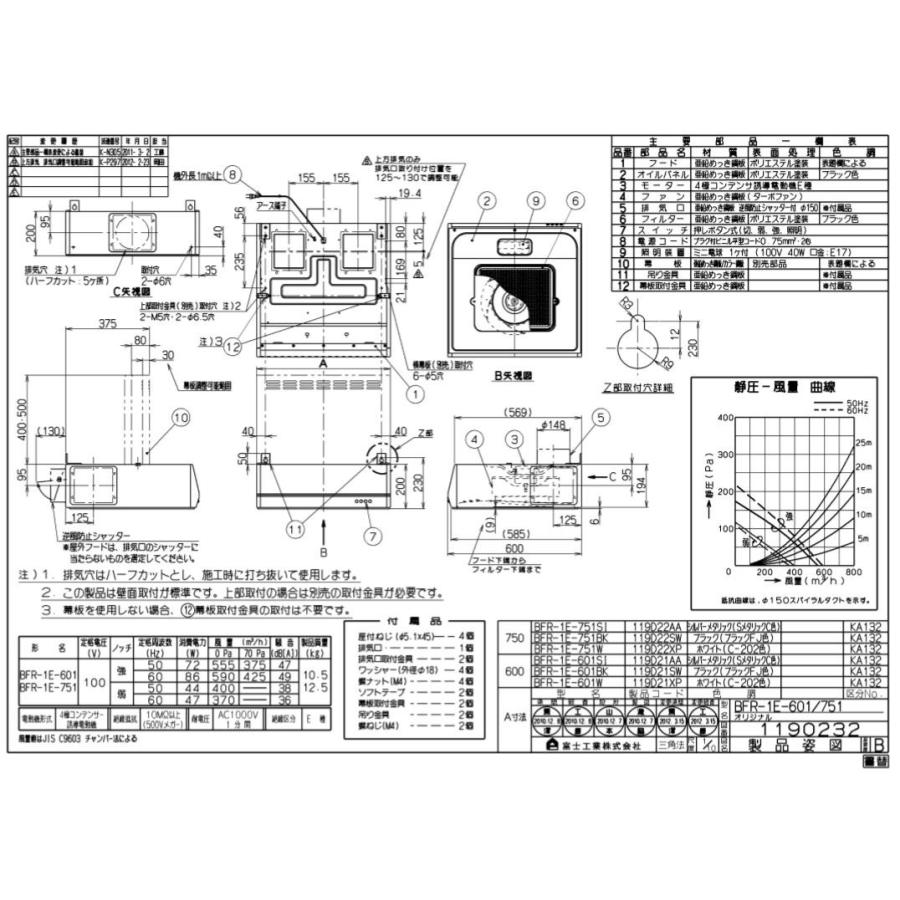 レンジフード×薄型ターボファン 梁対応 5方向排気可