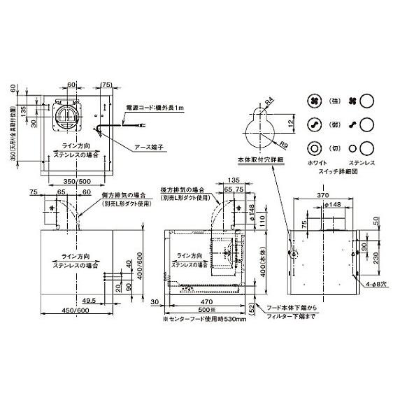 富士工業 コンパクトシロッコファンW450×D500×H600 富士工業レンジ