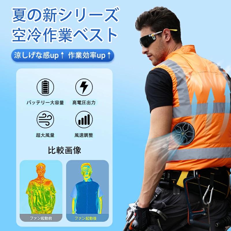 空調作業服 最大40V大容量 30000mAh バッテリー付き 耐油汚れ防止加工 