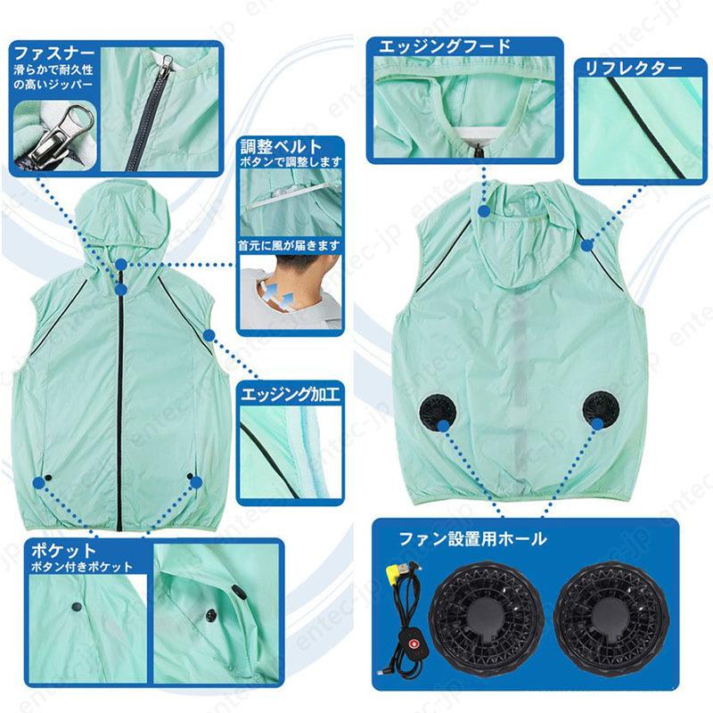 空調作業服 冷却ベストバッテリーファンセット 20000mAh 大容量バッテリー 空調ベスト 20000mAhバッテリー 冷却ベスト UVカット最強 ファン付き