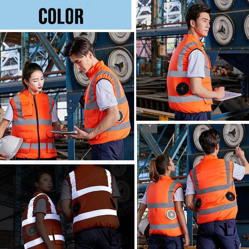 即納 空調ベスト 空調作業服フルセット 半袖 空調ファン付き 20000mAhバッテリー付き ファン付きベスト エアーセンサー高視認反射ベスト  作業服 電動ファン付き作業服 空調ベスト バッテリー付き/選択可 作業服 作業着 警備 熱中症対策 夏 男女兼用 即納 】空調作業服 エアーセンサー高視認反射ベスト 20000mAh 最強