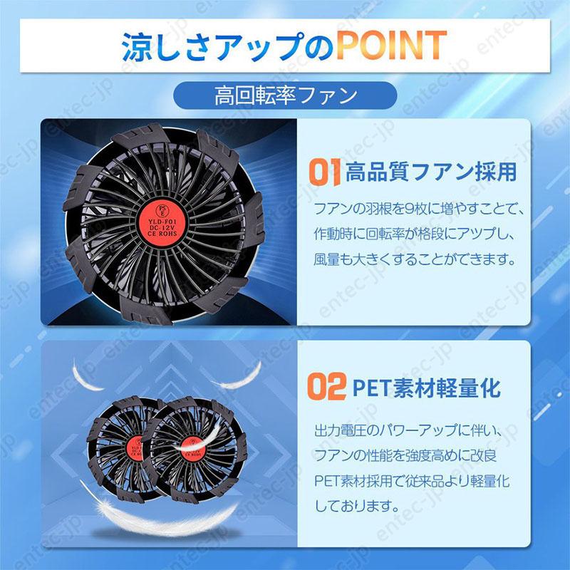 即納 最強12V対応 空調作業服ベスト用 バッテリーファンセット