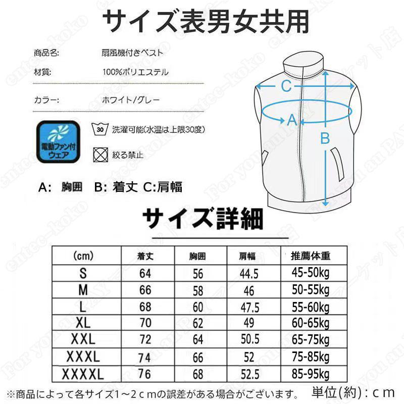 即納 空調ベストファン付き フルセット空調半袖 20000mAhバッテリー選択可 メンズ レディース ファン付き 空調作業服ベスト クールベスト 冷却服 暑さ対策ゴルフ｜entec-koko｜20