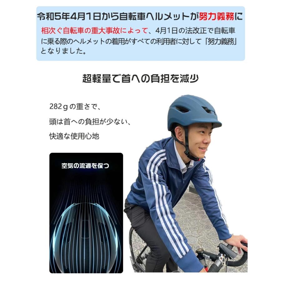【最安値挑戦】ヘルメット 自転車 大人用 ライト付き 高通気性 サイクルヘルメット 高校生 自転車用 ヘルメット 帽子型 レディース メンズ 一体型 サイズ調整｜entec-shop｜02