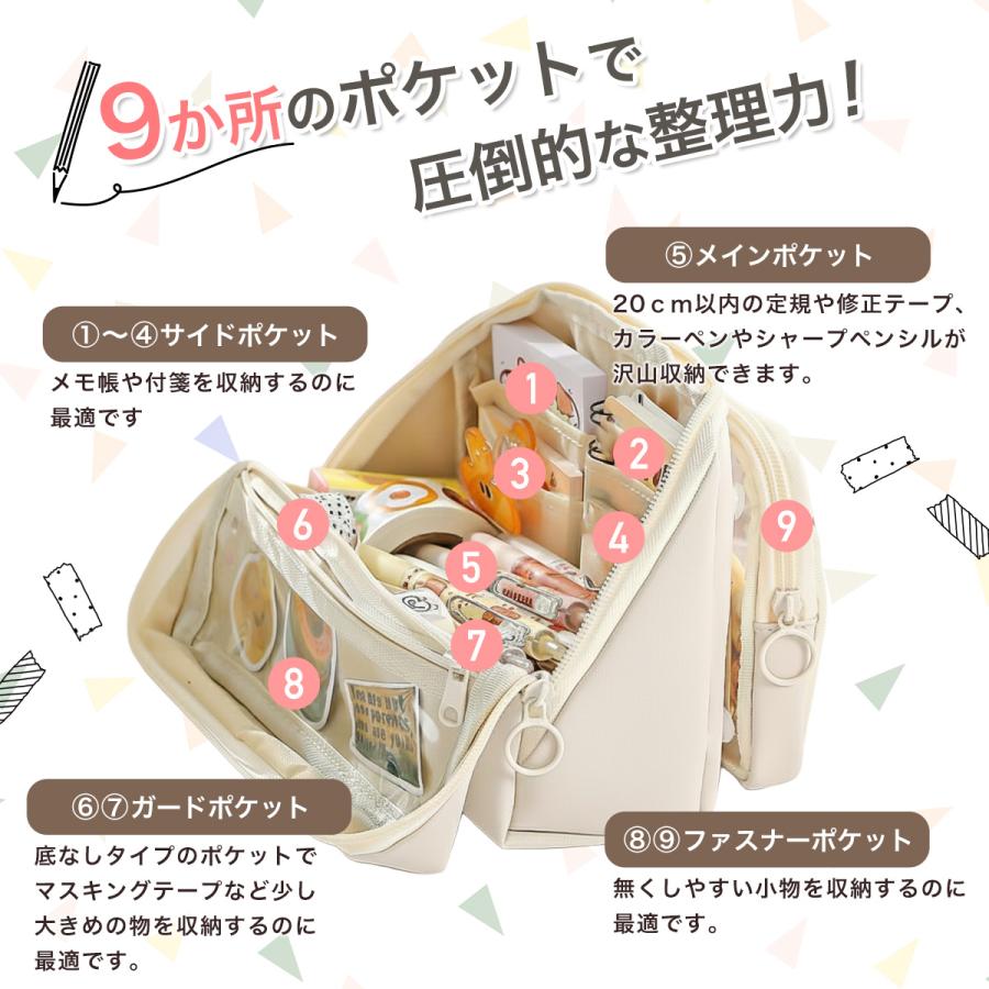 筆箱 小学校 女子 ペンケース 大容量 おしゃれ 男子 シンプル 中学生 高校生 クリアポケット 透明 かわいい | ブランド登録なし | 03