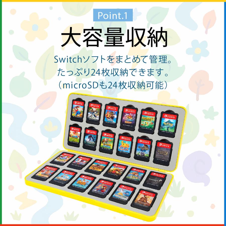 スイッチ ソフト ケース switch ソフトケース カセットケース 大容量 24枚収納 sdカード 同時収納 スイッチ ゲームカード カードケース 収納 傷防止 スリム | ブランド登録なし | 02