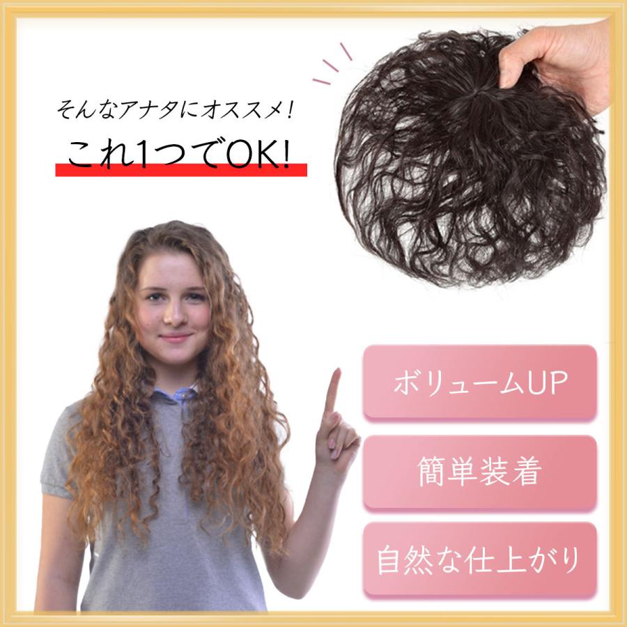 ウィッグ 頭頂部ウィッグ パーマ ウェーブ 部分ウィッグ