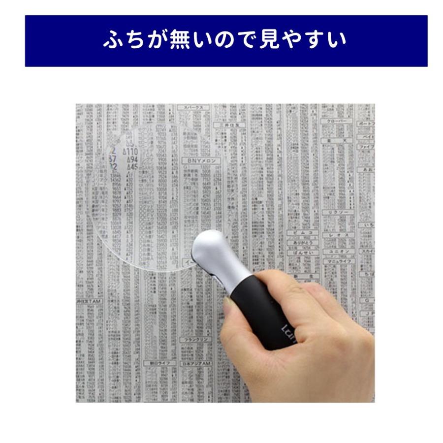 LEDライト付きルーペ ふちなし 見やすい 2.5倍 小玉6.5倍 軽い 大きく