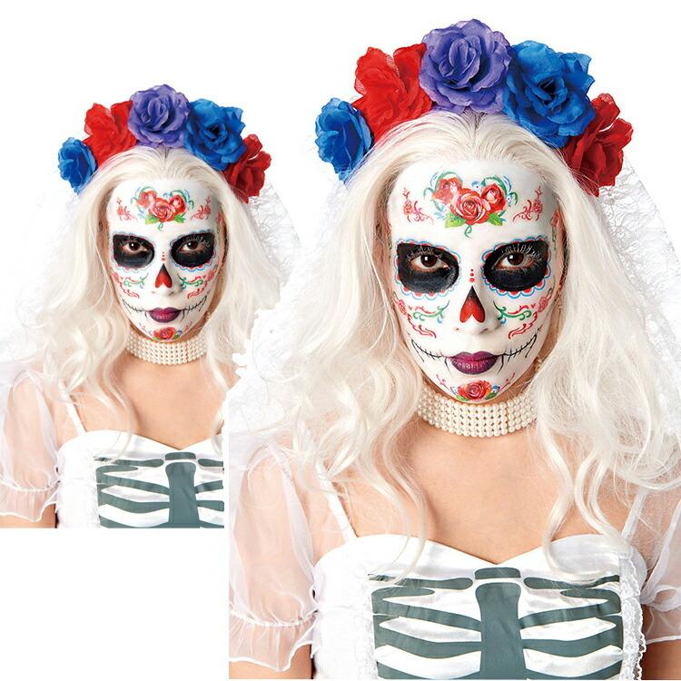 コスプレ ハロウィン フェイスシール シュガースカル ブライド カラベラ ガイコツ メキシカンスカル メキシコ 髑髏 ドクロ メイクシール 簡単 コスチューム Z エランドショップ 通販 Yahoo ショッピング