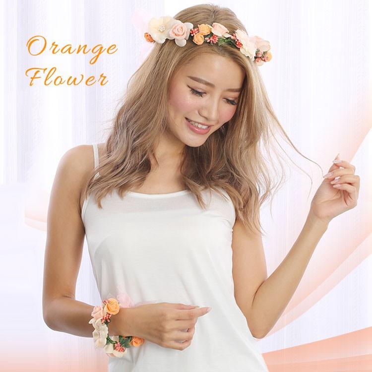 大人気定番商品 フェス 結婚式 花かんむり バングルセット 花冠 ウェディング アクセサリー ヘッドドレス ホワイト オレンジ ピンク レッド パープル ブルー ブラウン その他トップス カラー ホワイト n Go Th