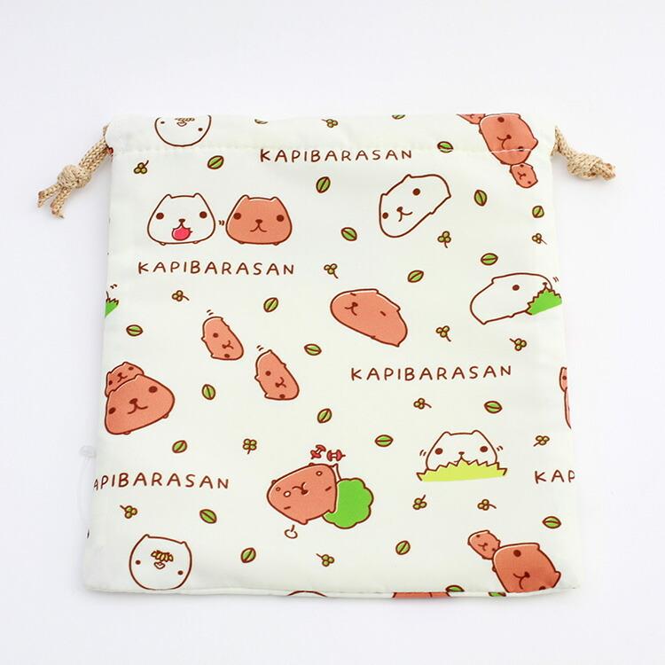 巾着 カピバラさん カピバラさん ナチュラルリーフ総柄 巾着 キャラクター 巾着 サブバッグ お出かけ 手提げ 携帯 手荷物 Z163 生活雑貨 通販 ランデルストア 通販 Yahoo ショッピング
