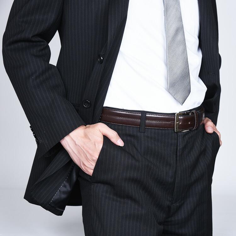 メンズ ベルト ビジネスピン 茶 32mm ビジネス おしゃれ プレゼント
