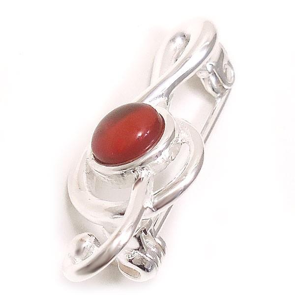 ブローチ シルバー925 琥珀 コハク アンバー ト音記号