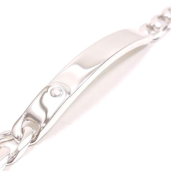 シルバープレートブレスレット　イタリア製 ブレスレット シルバー925 プレート付き キヘイチェーン 21cm