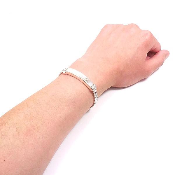 シルバープレートブレスレット　イタリア製 ブレスレット シルバー925 プレート ダブルチェーン 20.5cm イタリア製