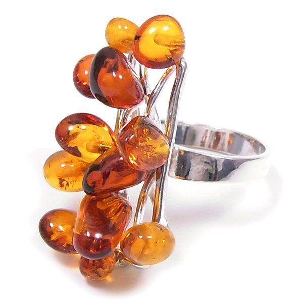 entiere リング 指輪 シルバー925 琥珀 コハク 不揃い粒 16号  